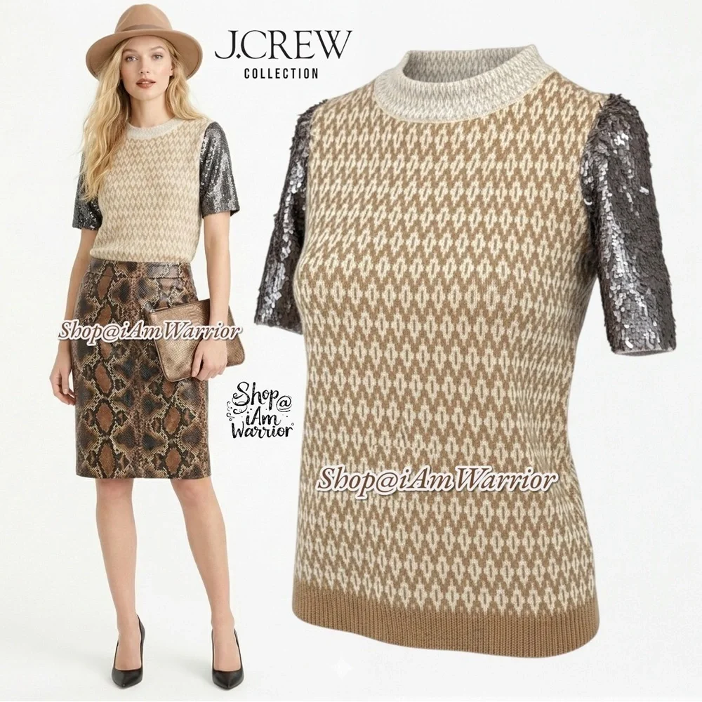 J.Crew Collection shimmer paillettes fair isle merino sweater *shop@iamwarrior